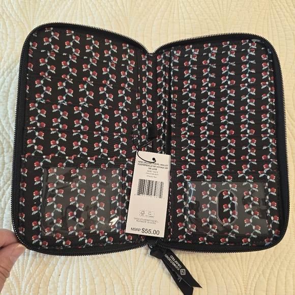 NWT Vera Bradley RFID Deluxe Travel Wallet, Perennials Noir - Picture 3 of 3
